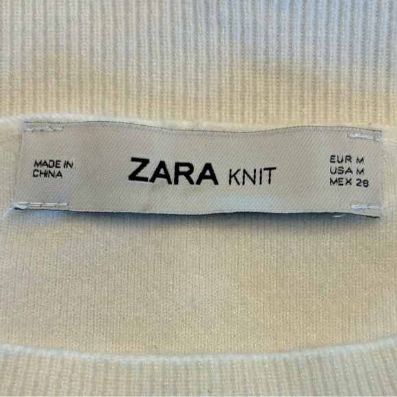 Zara Knit Sweater Women’s Medium Oversized Off-white Cream Cable Knit Sleeve - Picture 6 of 8